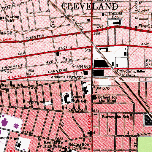 Topographic Map of The Lane Metropolitan Christian Methodist Episcopal Church, OH