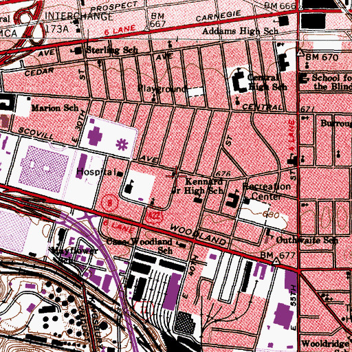 Topographic Map of Tried Stone Baptist Church, OH