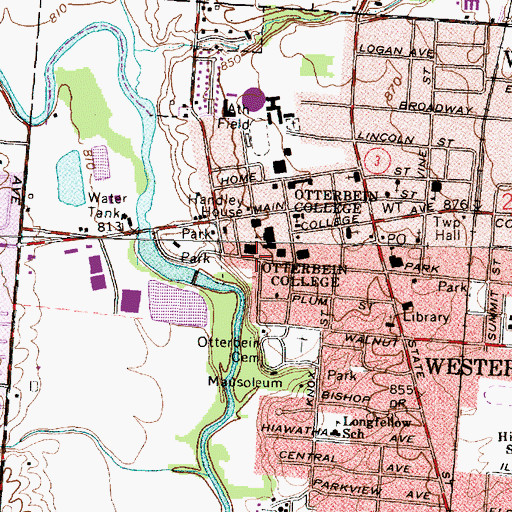 Topographic Map of Battelle Fine Arts Center, OH