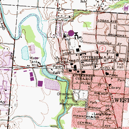 Topographic Map of Dunlap King Hall, OH