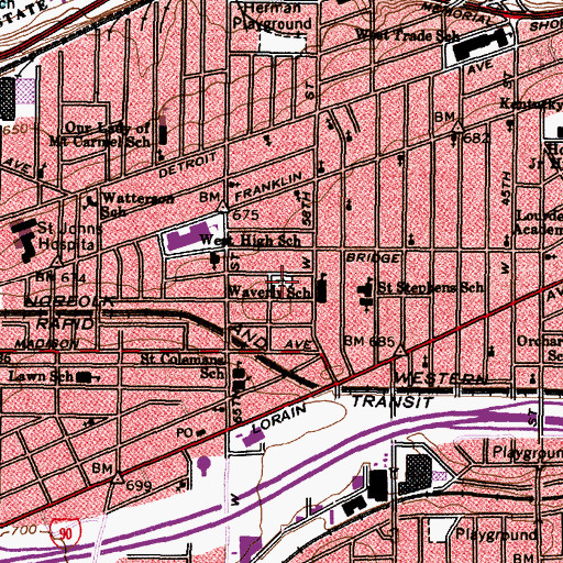 Topographic Map of Anshe Emeth Cemetery, OH