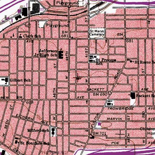 Topographic Map of Christ Lutheran Church, OH