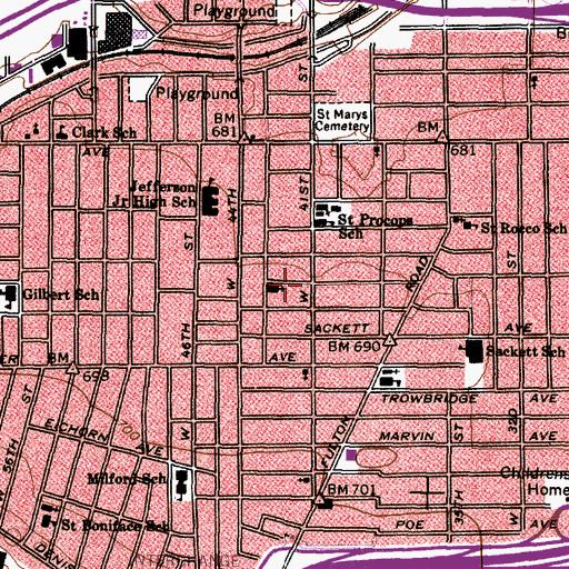 Topographic Map of Lincoln Preparatory School, OH