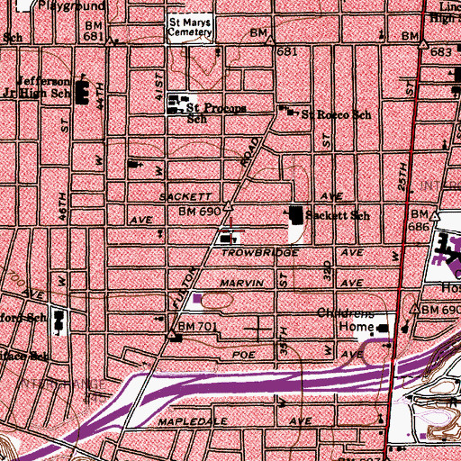 Topographic Map of Church of the Blessed Sacrament, OH
