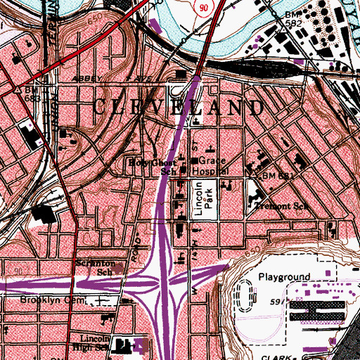 Topographic Map of Church of the Holy Ghost, OH