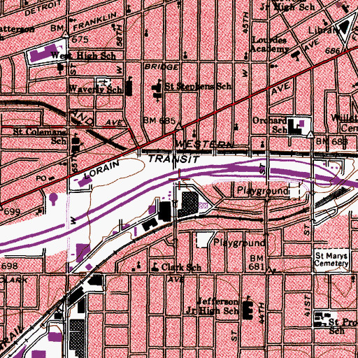 Topographic Map of Cleveland Baptist Temple (historical), OH