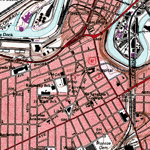 Topographic Map of Cuyahoga County Childrens School, OH