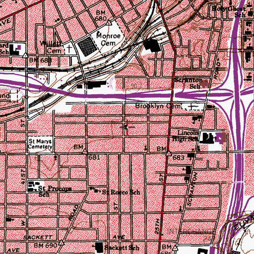 Topographic Map of Erin Avenue German Baptist Church, OH
