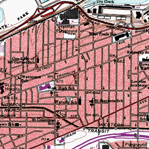 Topographic Map of First Free Methodist Church, OH