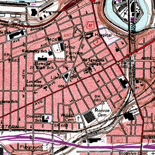 Topographic Map of Galvin Hall, OH