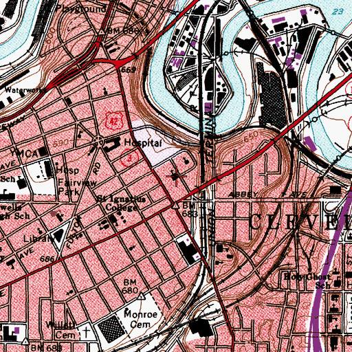 Topographic Map of Hicks School (historical), OH