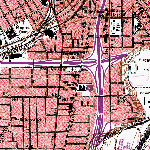 Topographic Map of Immanuel School, OH