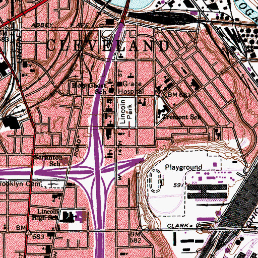 Topographic Map of Lincoln Recreation Center, OH