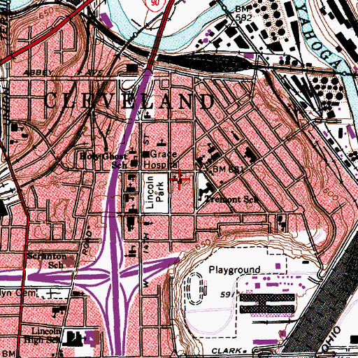 Topographic Map of Our Lady of Mercy School, OH