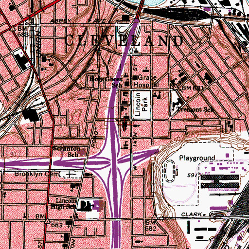 Topographic Map of Pilgrim Congregational Church, OH