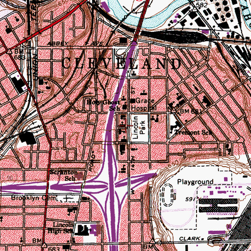 Topographic Map of Saint Augustine Roman Catholic Church, OH