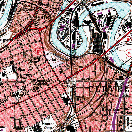 Topographic Map of Saint Emmericks School, OH
