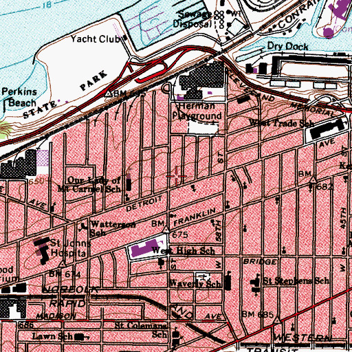 Topographic Map of Saint Helena Roumanian Greek Catholic Church, OH