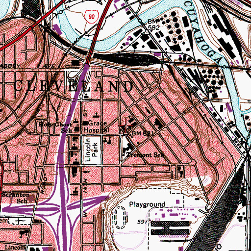 Topographic Map of Saint Johns Cantius High School, OH