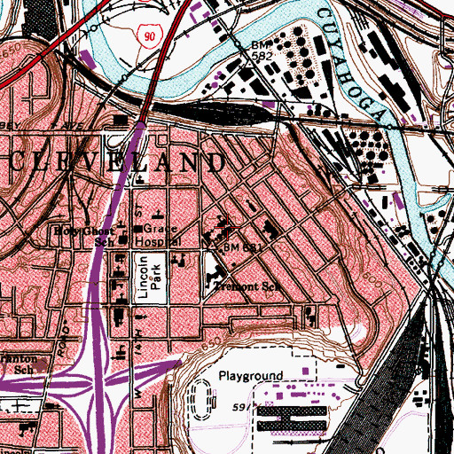 Topographic Map of Saint John Cantius Catholic Church, OH