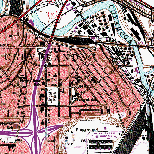 Topographic Map of Saint John Cantius Elementary School (historical), OH