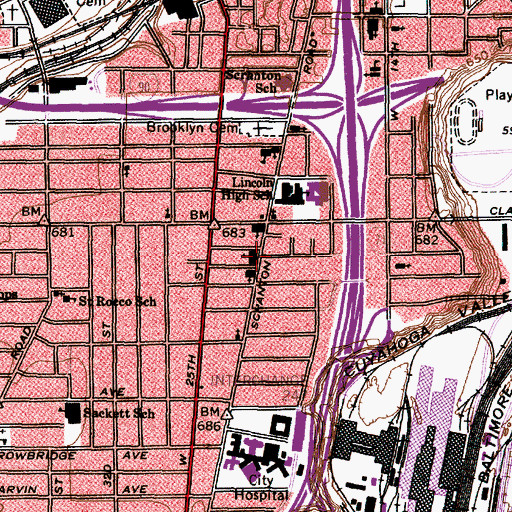 Topographic Map of Saint Michaels School, OH