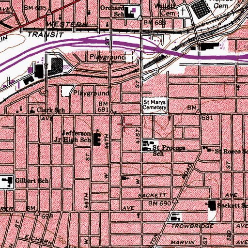Topographic Map of Spanish Assembly of God Church, OH