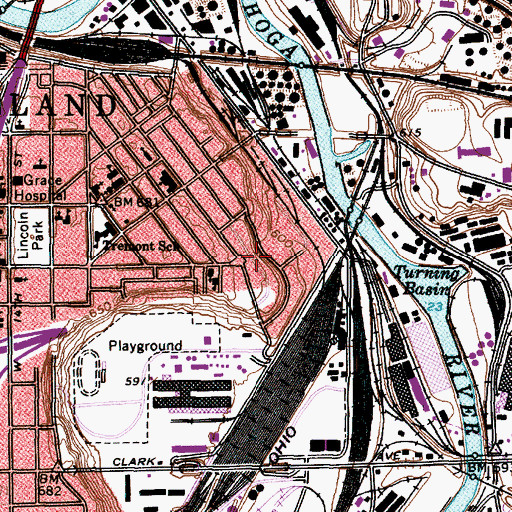 Topographic Map of Valleyview Homes (historical), OH