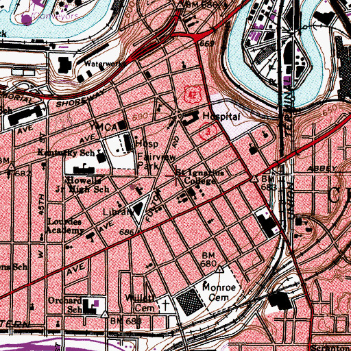 Topographic Map of West Side Community House, OH