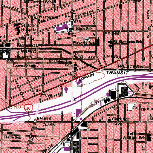 Topographic Map of West Side County Clinic, OH