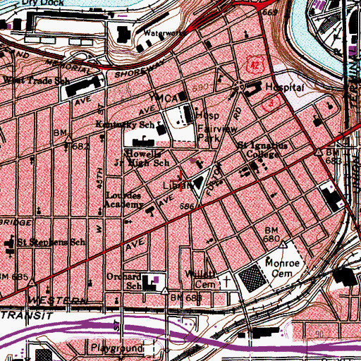 Topographic Map of Westside United Church of Christ, OH