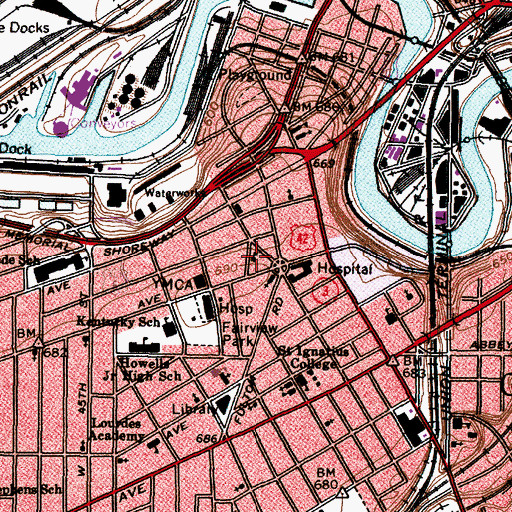 Topographic Map of William Holmes McGuffey Elementary School, OH