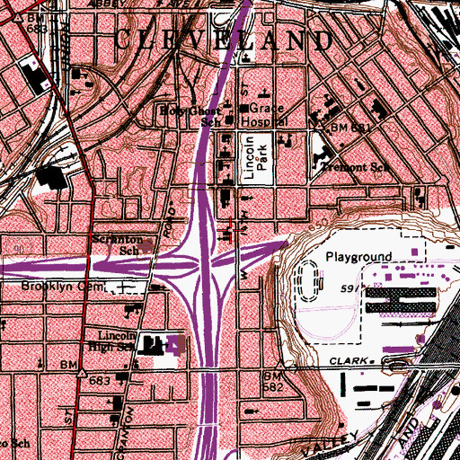 Topographic Map of Zion School, OH
