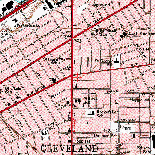 Topographic Map of Eleanor B Rainey Memorial Industrial Institute, OH