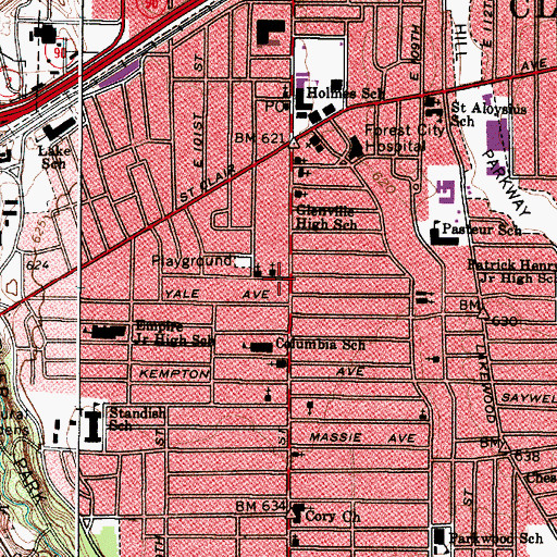 Topographic Map of First Zion Baptist Church, OH