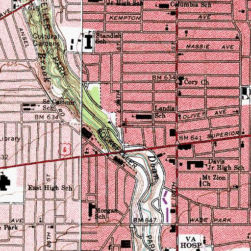 Topographic Map of Mount Olivet Church of God in Christ, OH