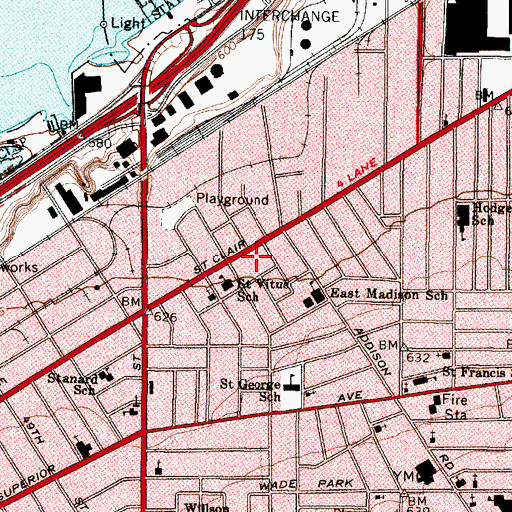 Topographic Map of Saint Clair Recreation Center, OH
