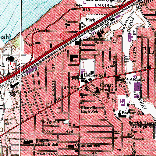 Topographic Map of Station H Cleveland Post Office, OH
