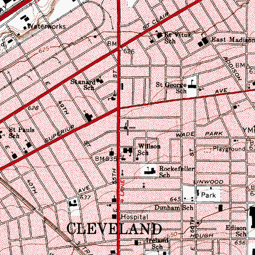 Topographic Map of Wilson United Methodist Church, OH