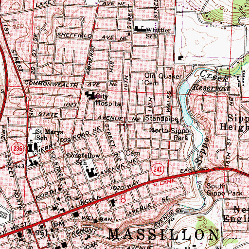 Topographic Map of Church of Christ, OH