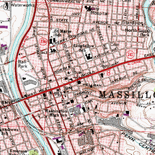 Topographic Map of First Church of Christ Scientist, OH