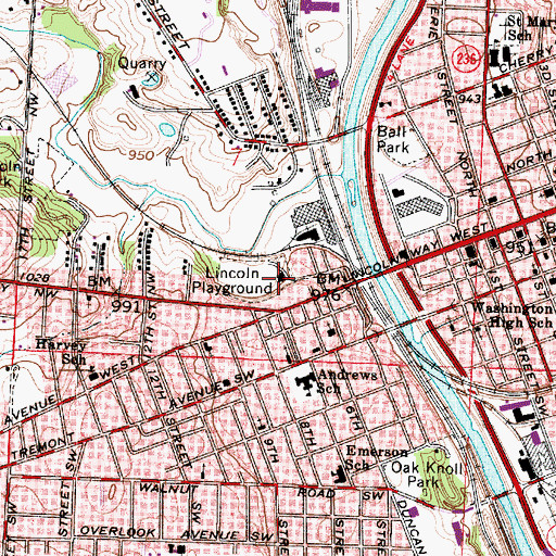 Topographic Map of Massillon Boys Club, OH