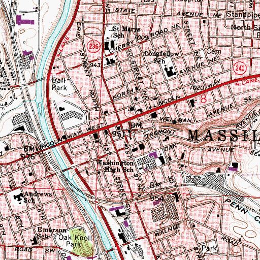 Topographic Map of Massillon City Hall, OH