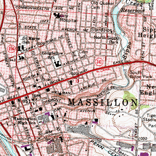Topographic Map of Twin Maples Sanitarium, OH