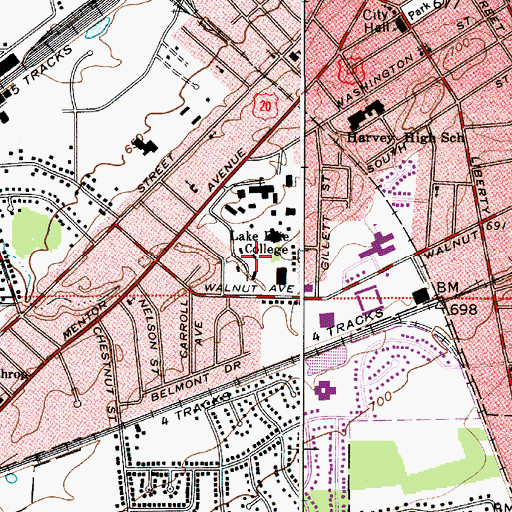 Topographic Map of Avery Hall, OH
