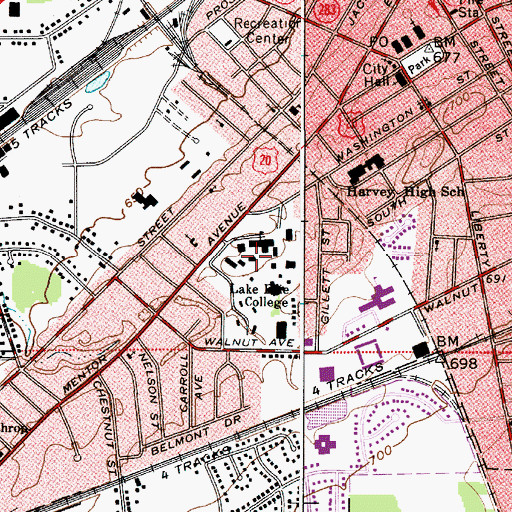 Topographic Map of Bentley Building, OH