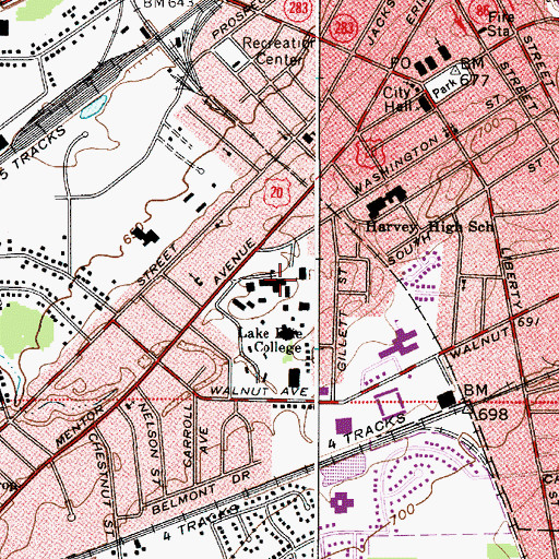 Topographic Map of College Hall, OH