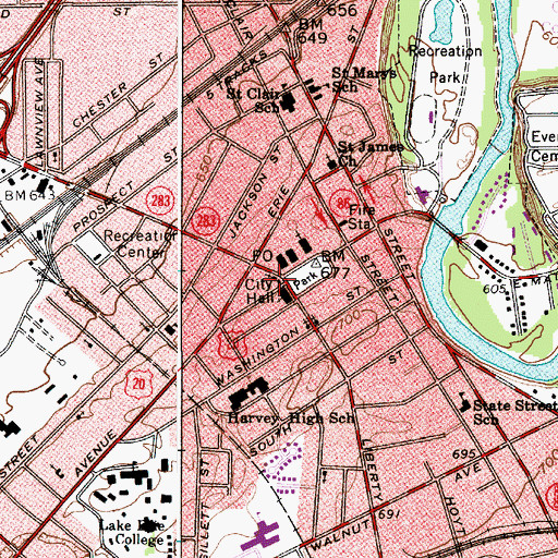 Topographic Map of First Church of Christ Scientist, OH