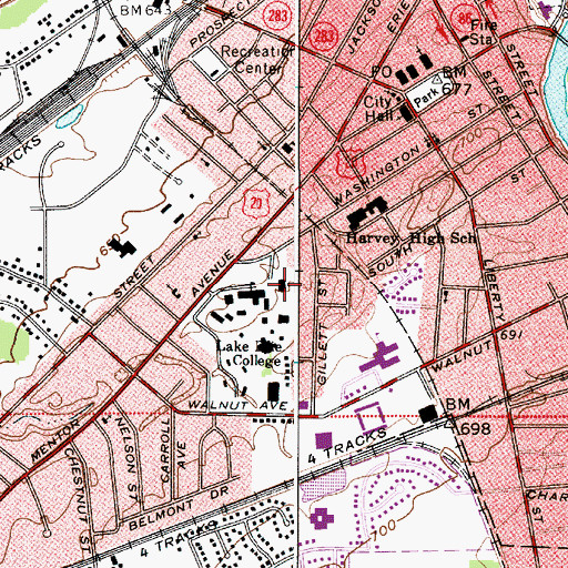 Topographic Map of Garfield Center, OH