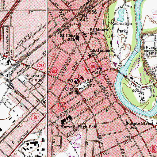 Topographic Map of Lake County Jail, OH